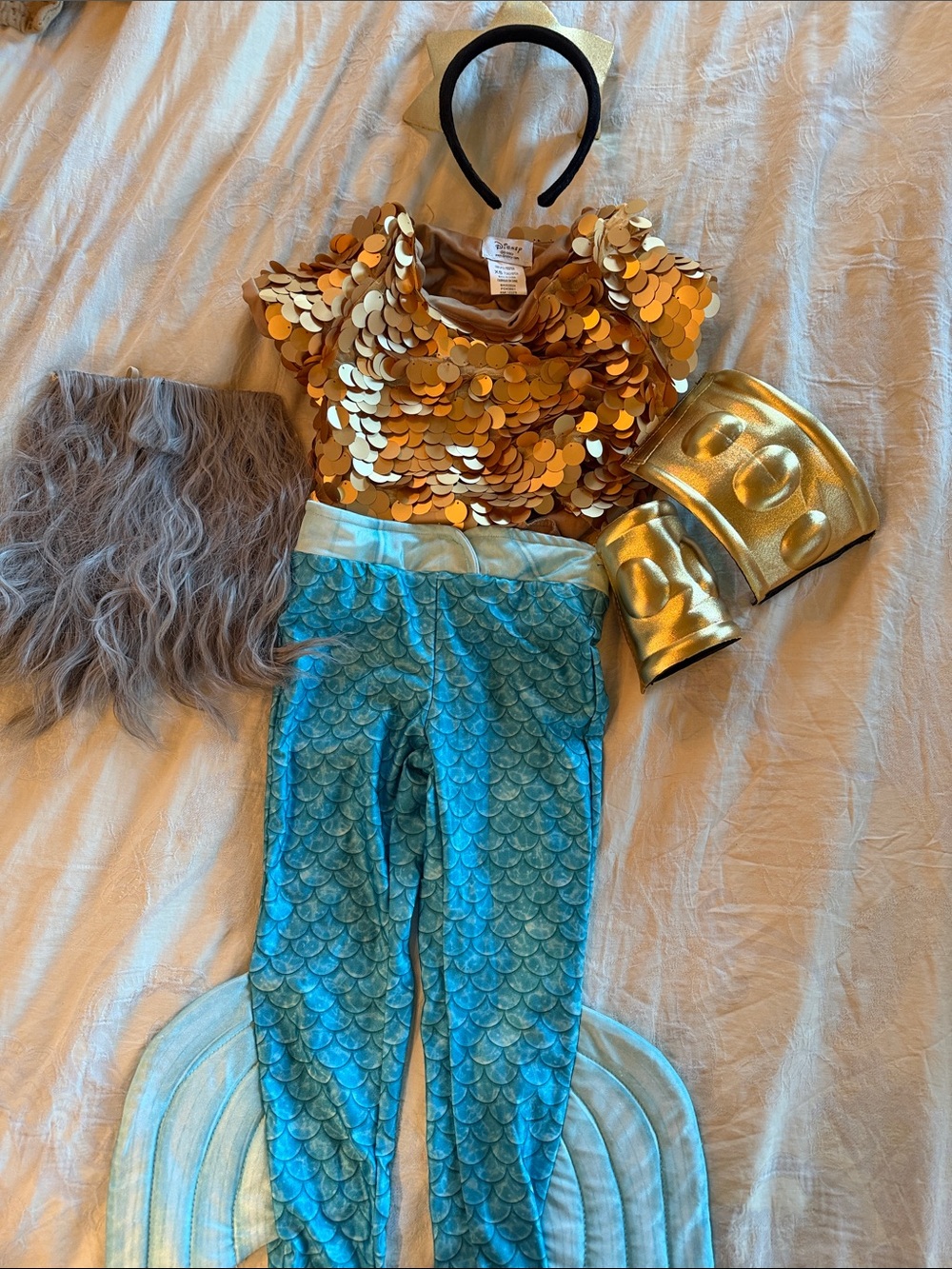 Disney King Triton Boys Costume + Beard | Little Mermaid Halloween size XS